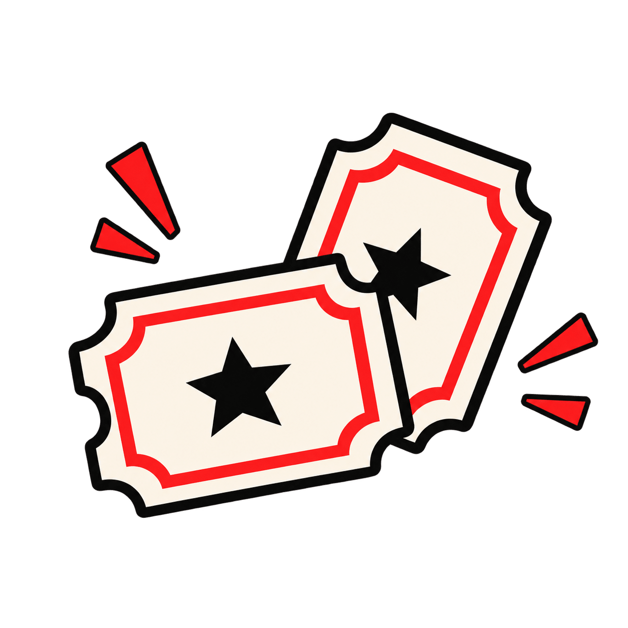 Two cream-colored tickets for Habits for Web Designers, each with a red border and a black star.