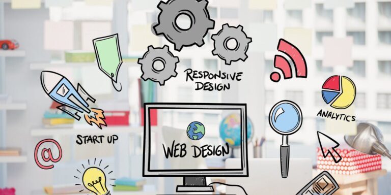 digital composite of business graphics with office background